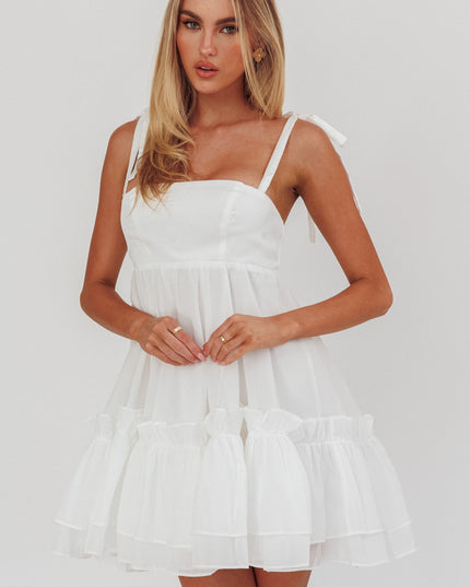 White Frill Hem Babydoll Dress