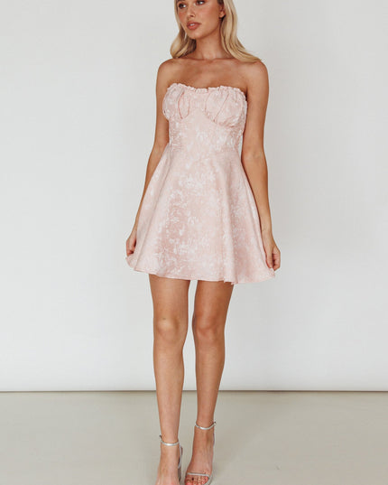 Peach Corset Bodice Mini Dress Light