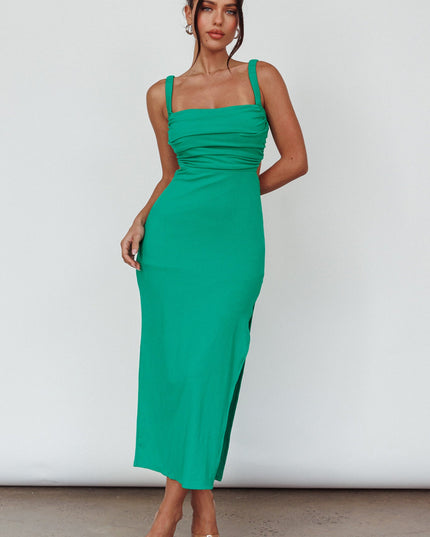 Green Strappy Back Midi Dress