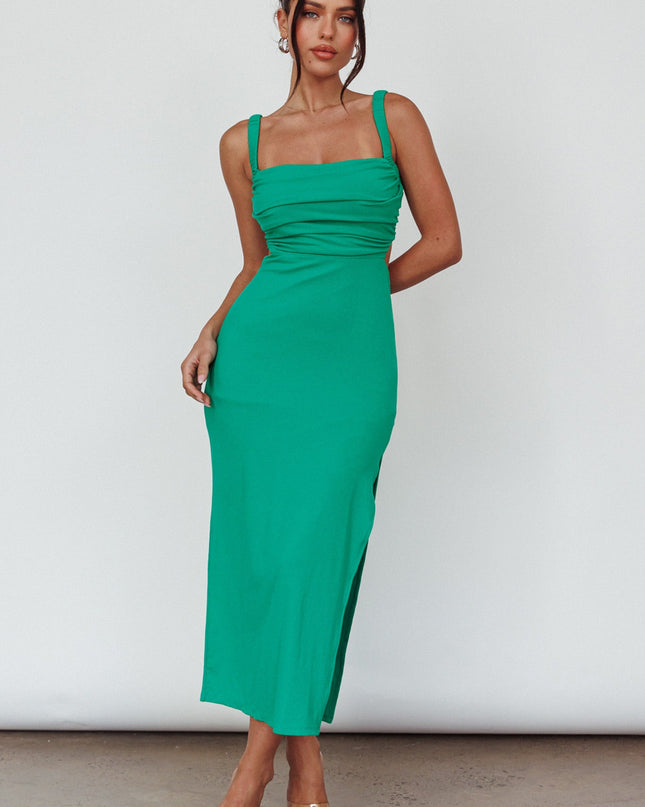 Green Strappy Back Midi Dress