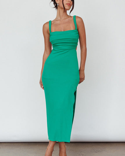 Green Strappy Back Midi Dress