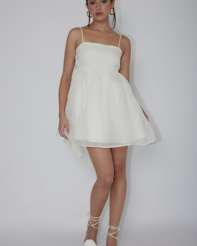 Ivory Bow Back Babydoll Mini Dress
