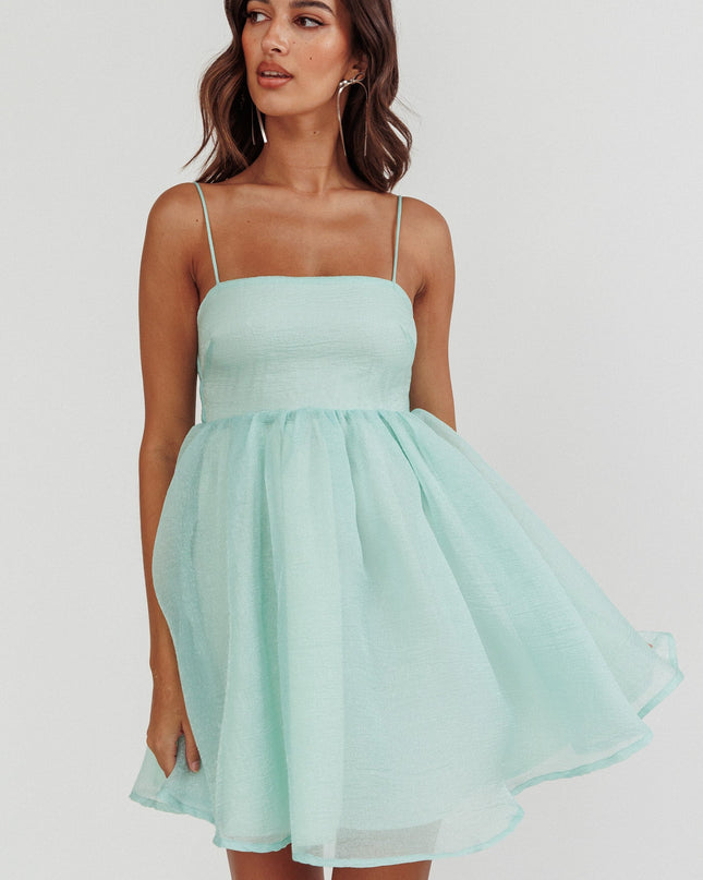 Sage Bow Back Babydoll Mini Dress