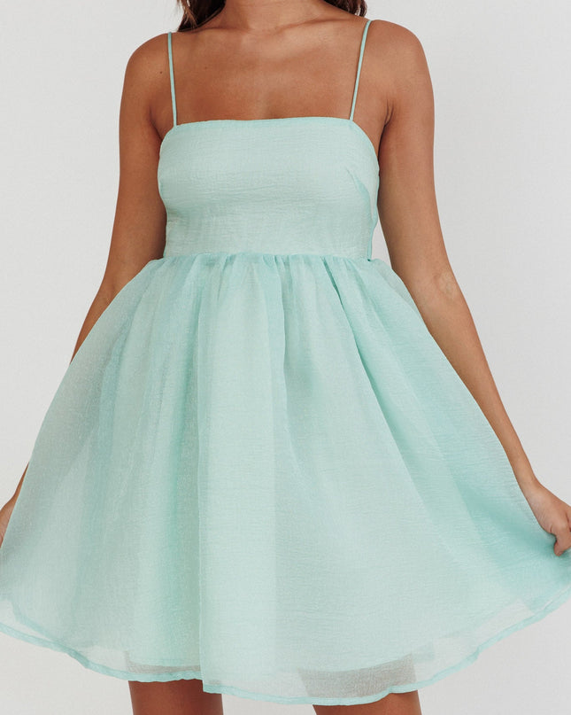 Sage Bow Back Babydoll Mini Dress