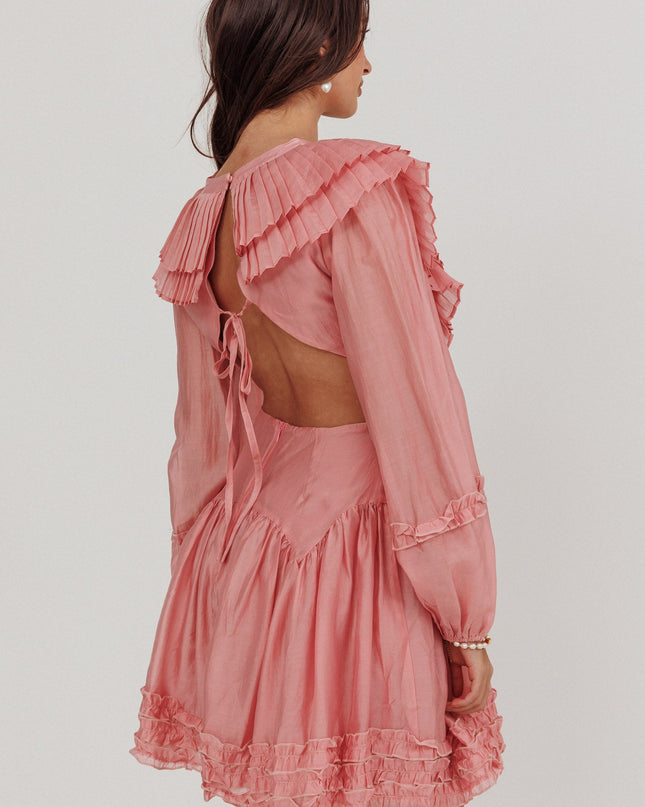 Dusty Pink Pleated Sailor Collar Mini Dress