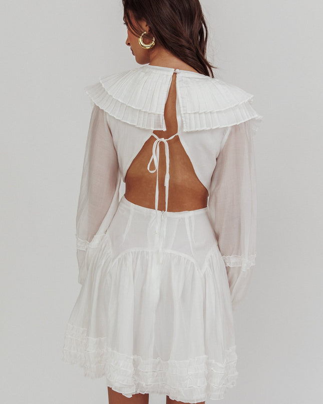 White Pleated Sailor Collar Mini Dress