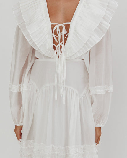 White Pleated Sailor Collar Mini Dress