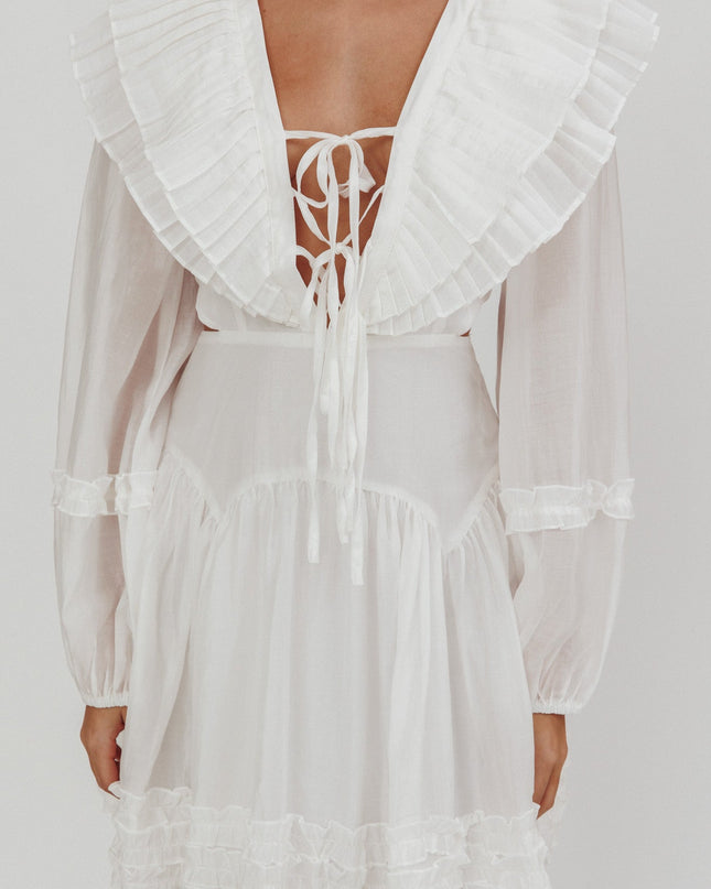 White Pleated Sailor Collar Mini Dress