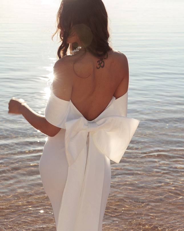 Ivory Star Oversized Bow Maxi Dress