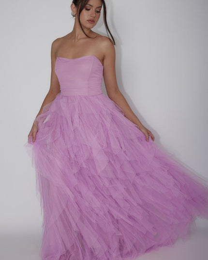 Orchid Tulle Cascade Maxi Dress