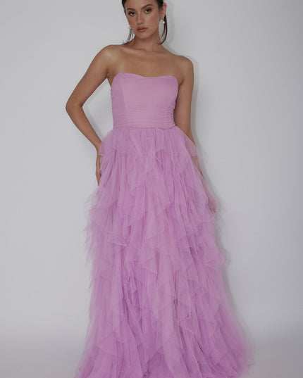 Orchid Tulle Cascade Maxi Dress