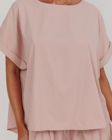 Blush Pleat Back Boxy Tee