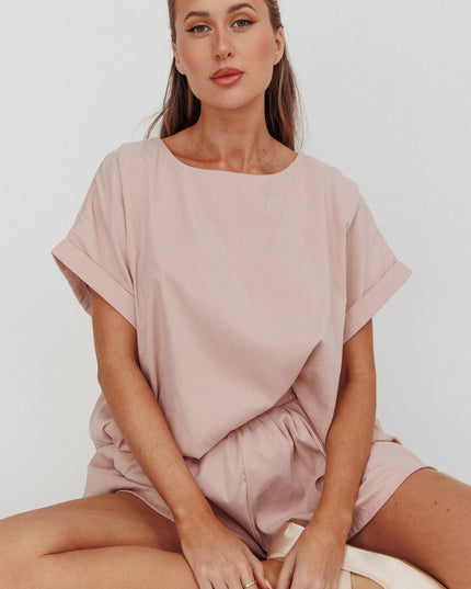 Blush Pleat Back Boxy Tee