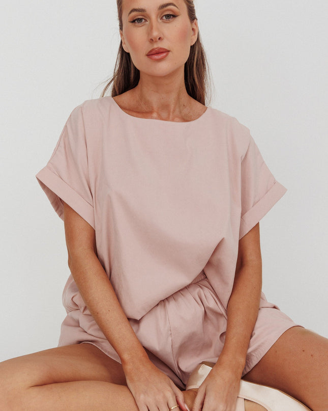 Blush Pleat Back Boxy Tee
