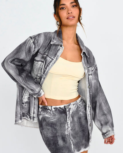 Black/White Distressed Mini Skirt