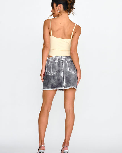 Black/White Distressed Mini Skirt