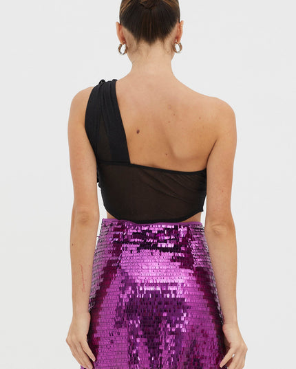 Purple Sequin Mini Skirt