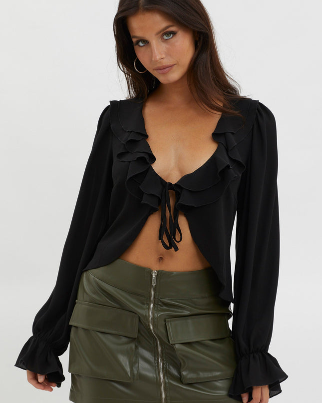 Black Tie Front Top
