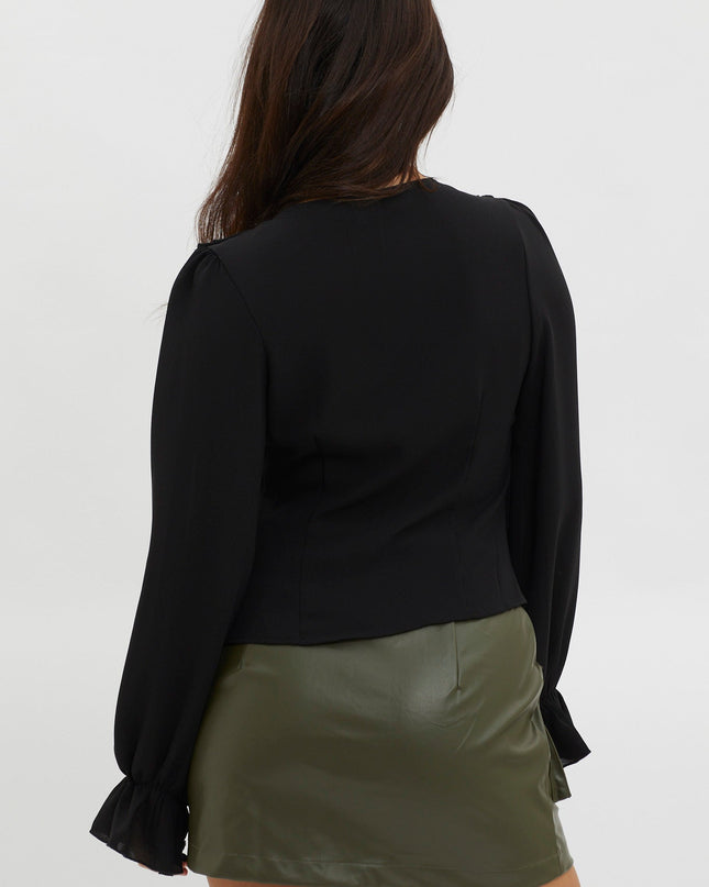 Black Tie Front Top