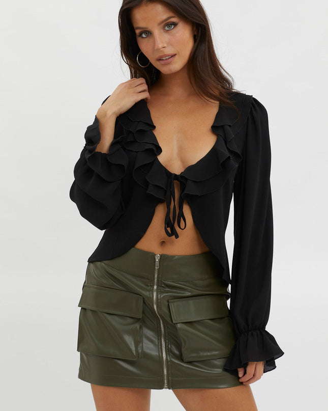 Black Tie Front Top