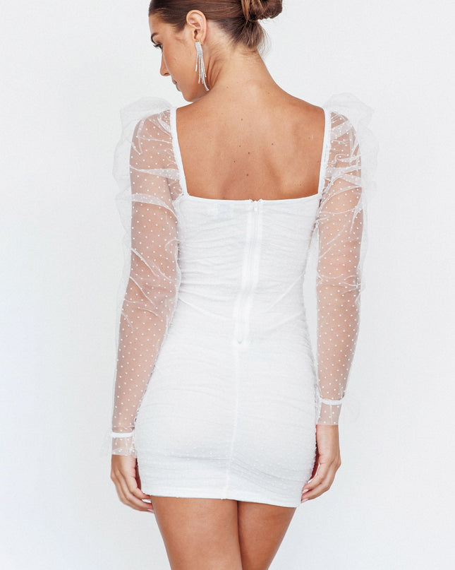 White Hail Spot Mini Dress