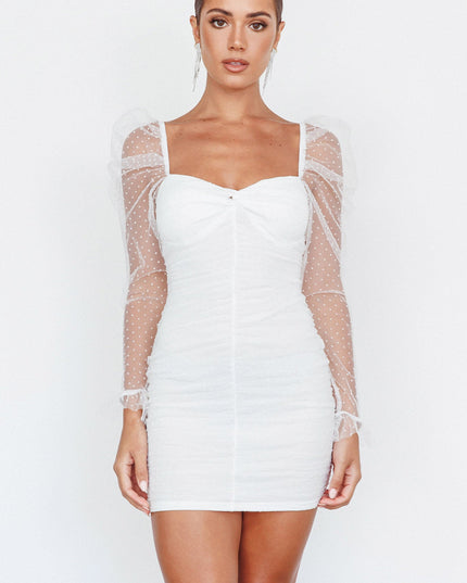 White Hail Spot Mini Dress