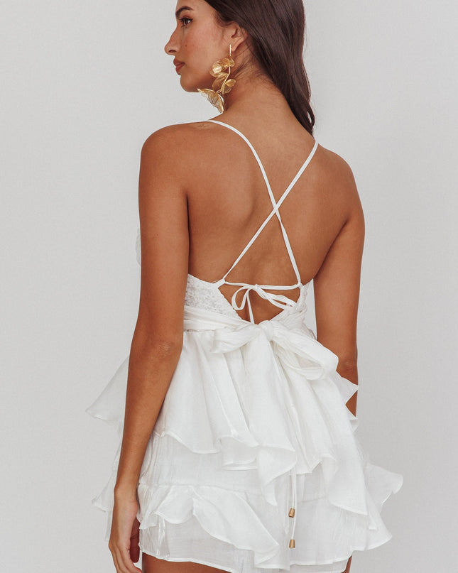 Off White Tiered Ruffle Romper