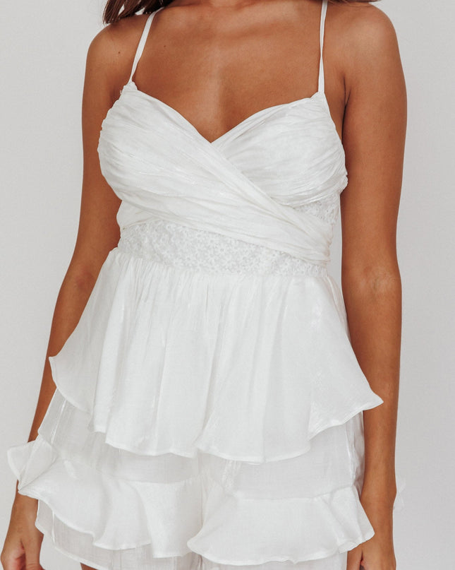 Off White Tiered Ruffle Romper