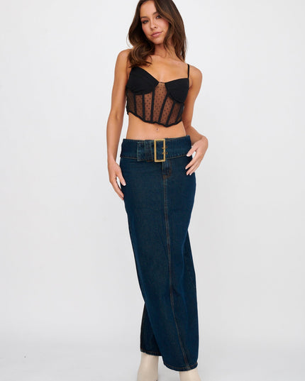 Black Hail Spot Mesh Crop Top