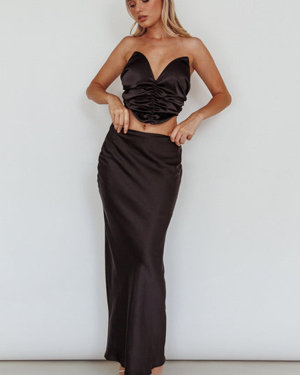 Black Sweetheart Neckline Crop Top