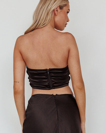 Black Sweetheart Neckline Crop Top