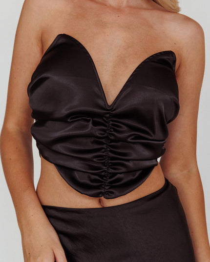 Black Sweetheart Neckline Crop Top