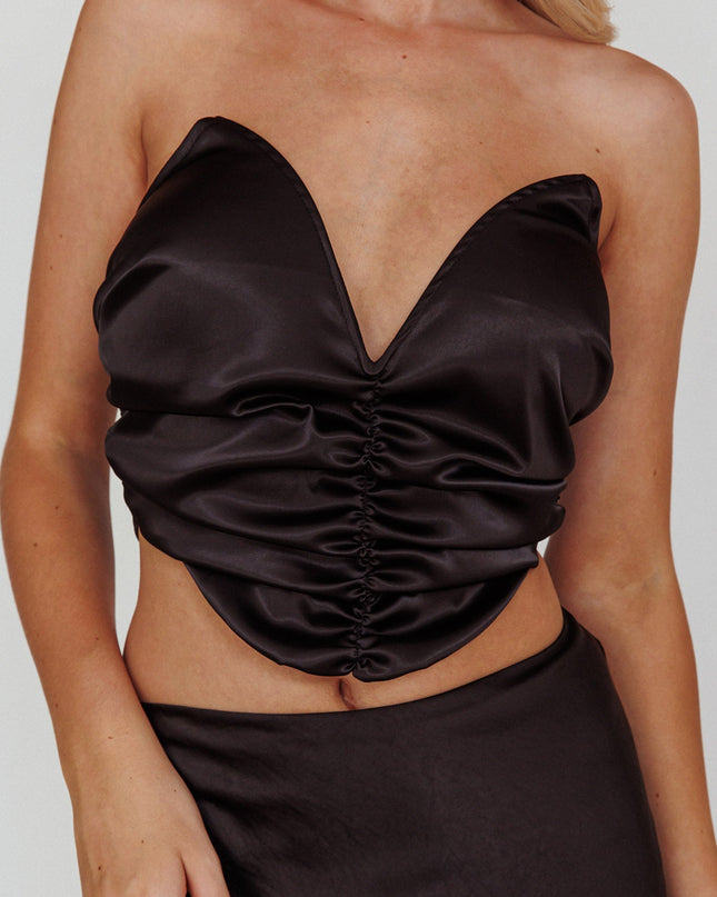 Black Sweetheart Neckline Crop Top