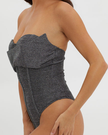 Silver Strapless Sparkle Bodysuit