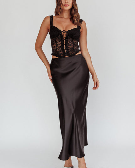 Black Satin Maxi Skirt