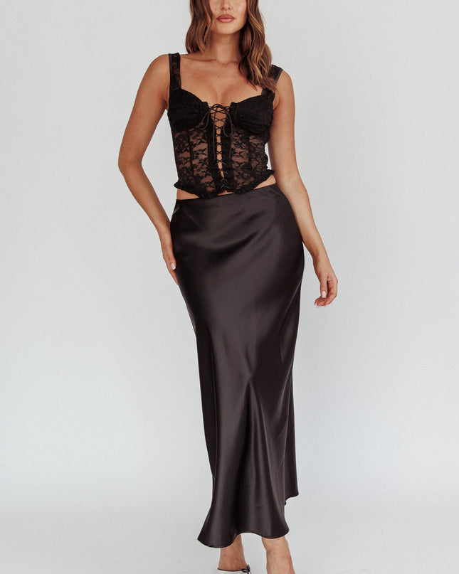 Black Satin Maxi Skirt