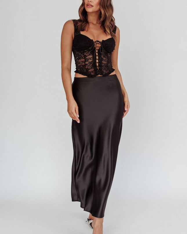 Black Satin Maxi Skirt
