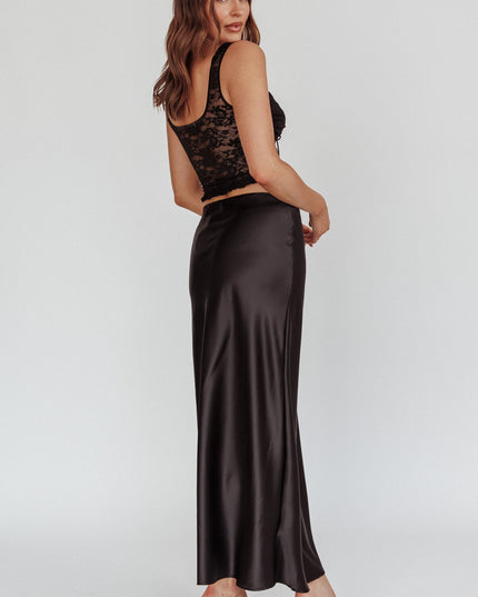 Black Satin Maxi Skirt