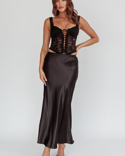 Black Satin Maxi Skirt