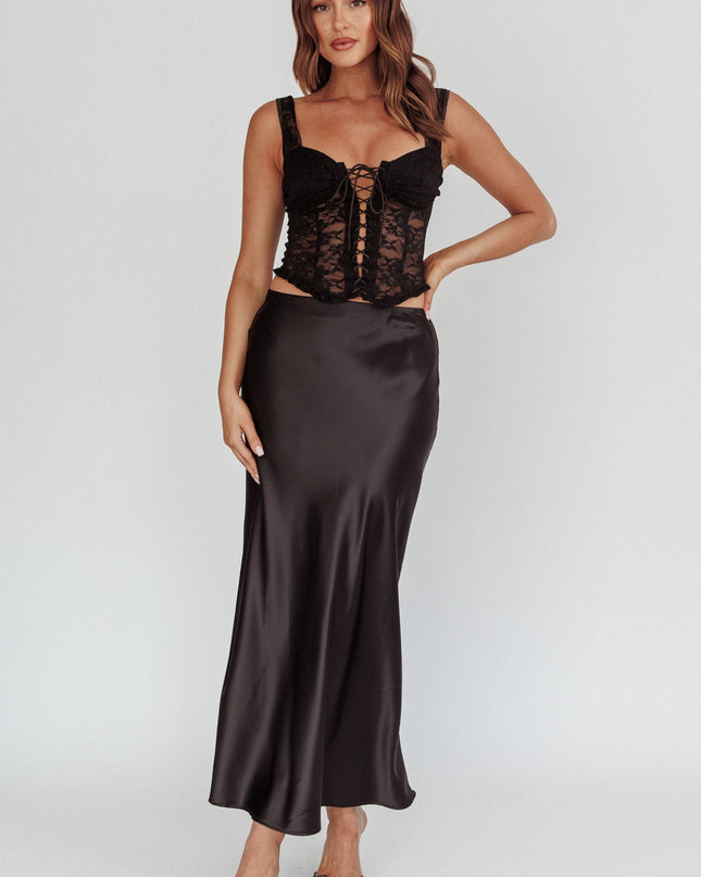 Black Satin Maxi Skirt