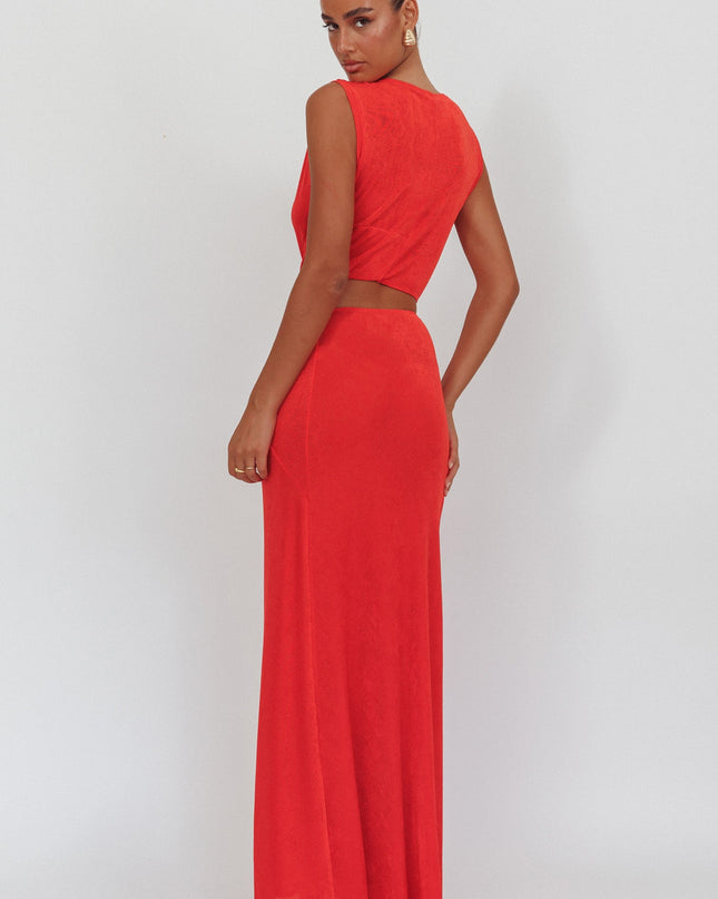 Coral Twist Waist Maxi Dress