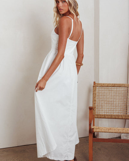 White Side Pocket Maxi Dress
