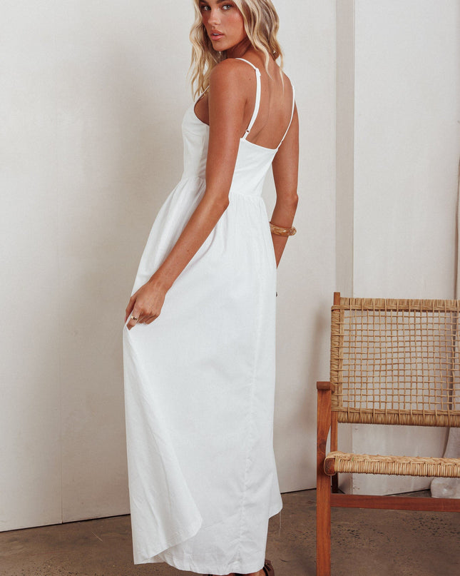 White Side Pocket Maxi Dress