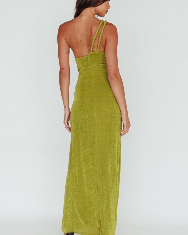 Moss Twist Accent Thigh Split Midi Dress