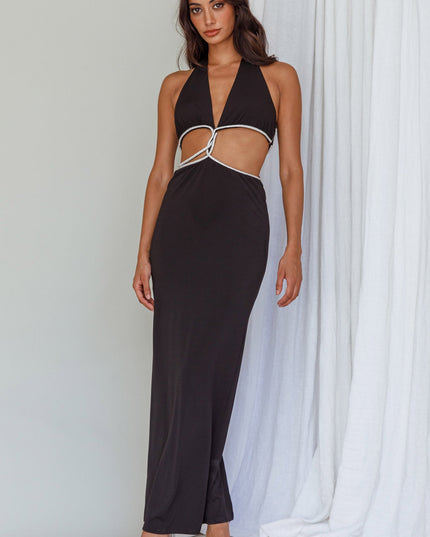 Black Cut-Out Diamante Dress