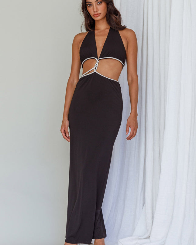 Black Cut-Out Diamante Dress