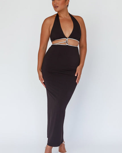 Black Cut-Out Diamante Dress