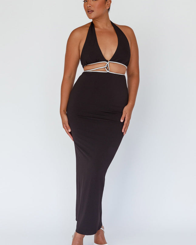 Black Cut-Out Diamante Dress