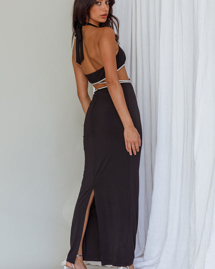 Black Cut-Out Diamante Dress