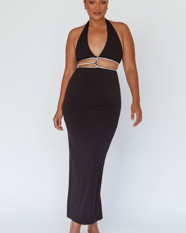 Black Cut-Out Diamante Dress